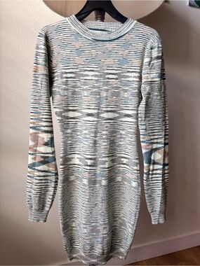 Fashion Nova Space Dye Striped Knit Sweater Mini Dress Size M